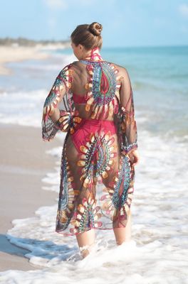 Embroidered Paisley Belted Kimono