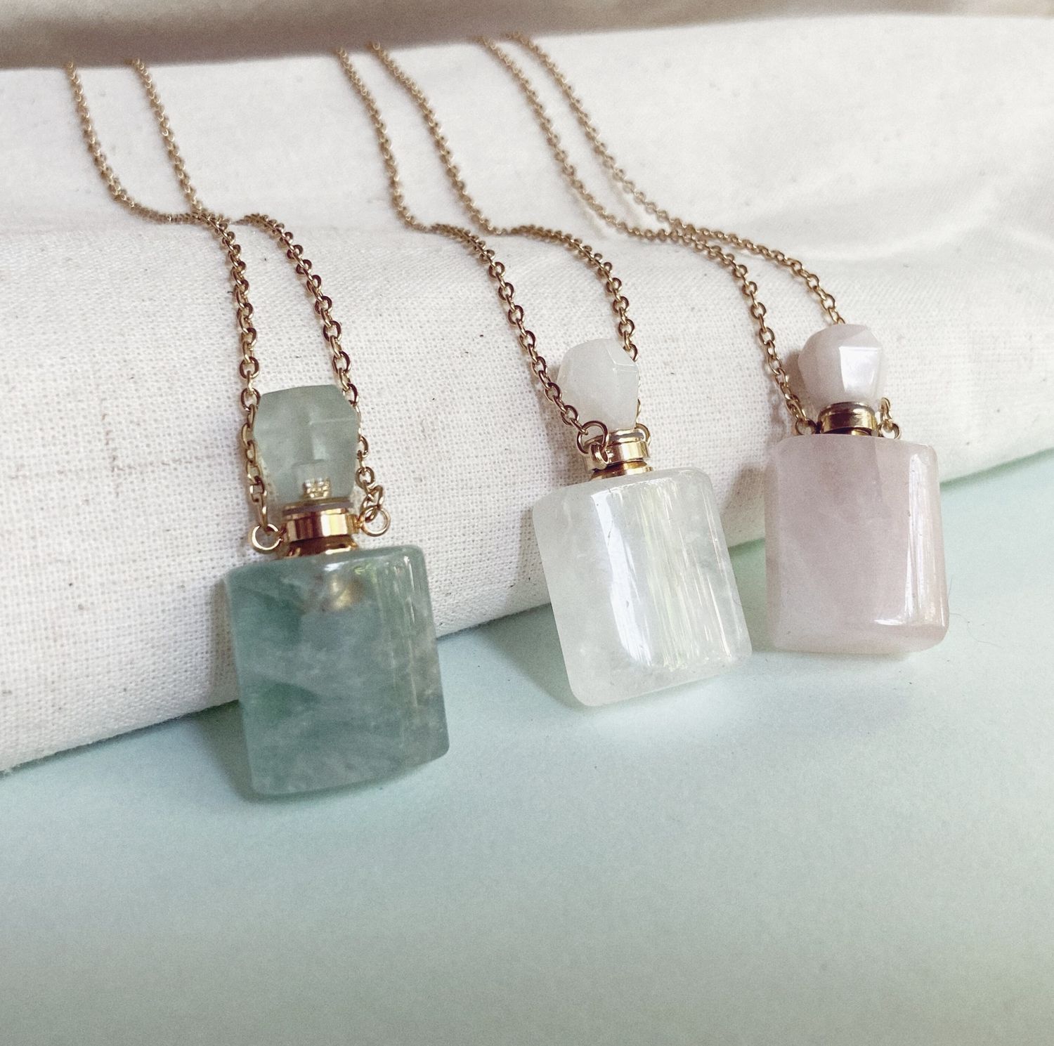 Hand-Carved Crystal Essential Oil Necklace