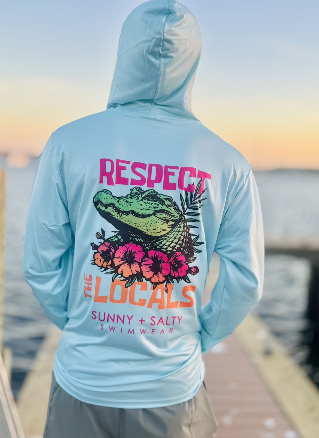 Respect the Locals Alligator Hooded UPF 50 Shirt