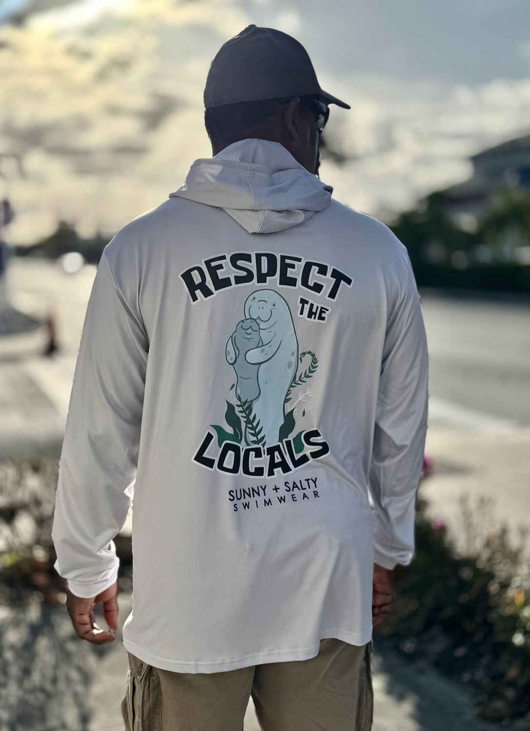 &quot;Respect the Locals&quot; Hooded UPF Shirt – Manatee Edition