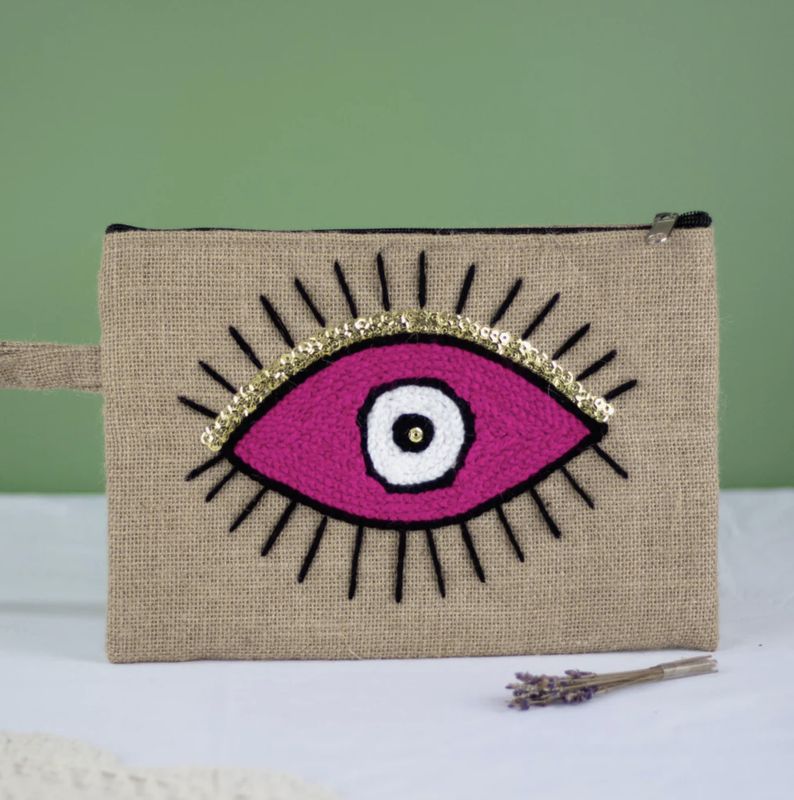 Handmade Moroccan Evil Eye Clutch