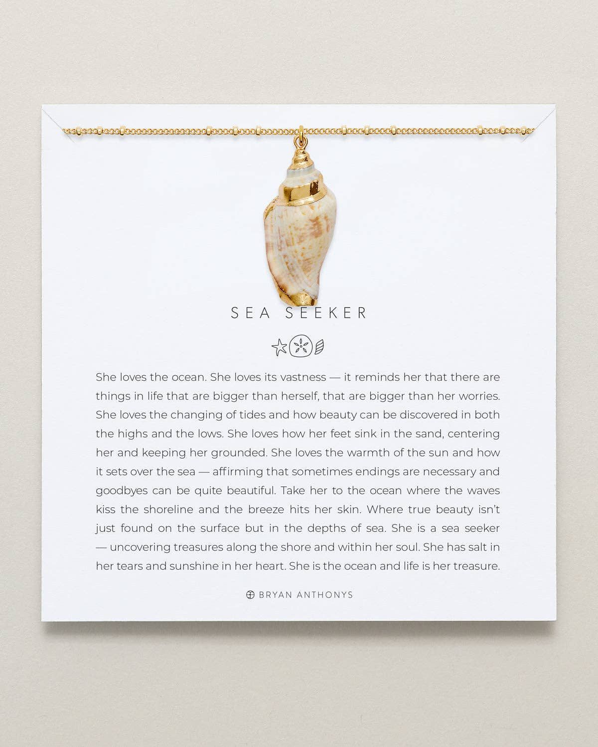 Sea Seeker Shell Necklace, Finish: 14k Gold