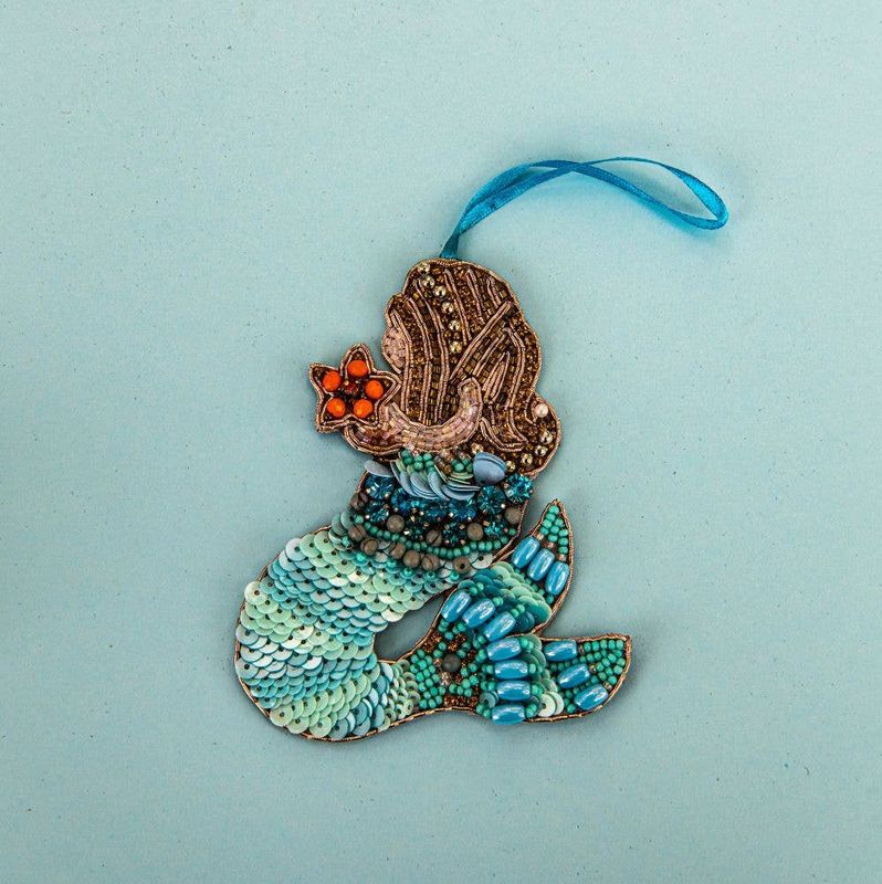 Mermaid hand beaded ornament