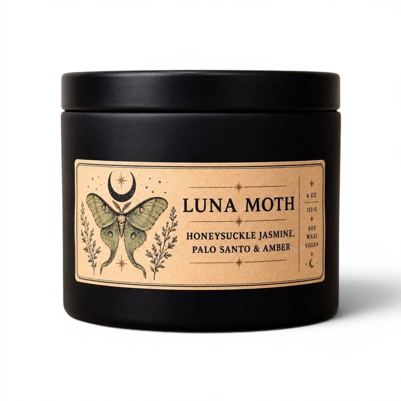 Luna Moth Candle | Honeysuckle Jasmine, Palo Santo &amp; Amber