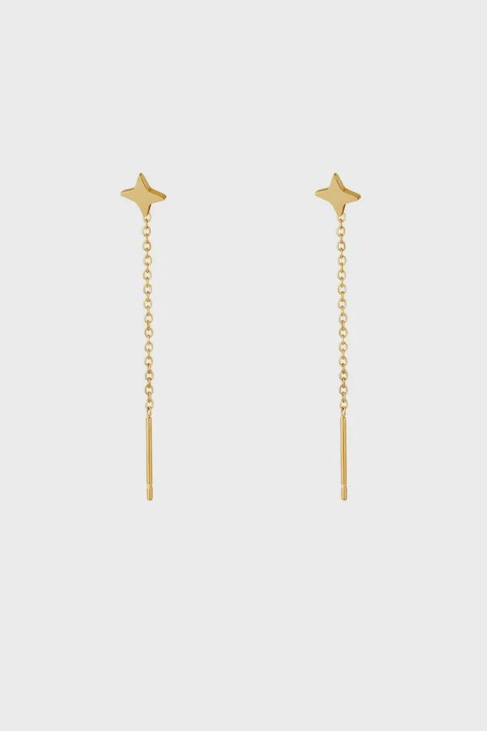 Oorbellen ketting en diamant - goud