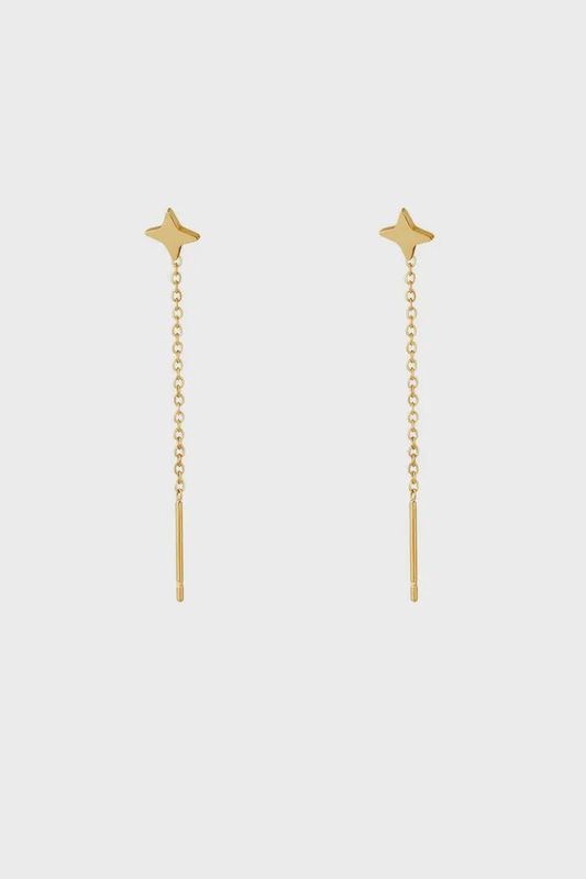 Oorbellen ketting en diamant - goud