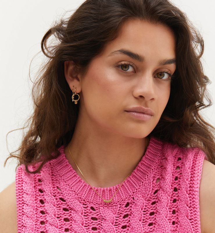 Anna + Nina single 'Pearly' ring earring - goud