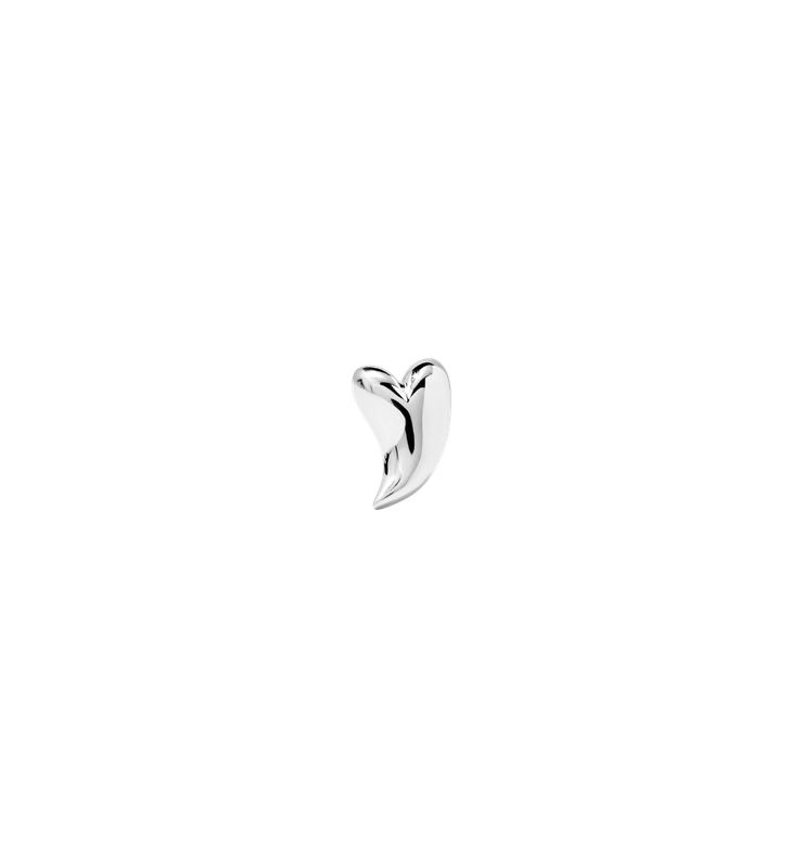 Anna + Nina &#39;groovy heart&#39; single oorknopje - zilver