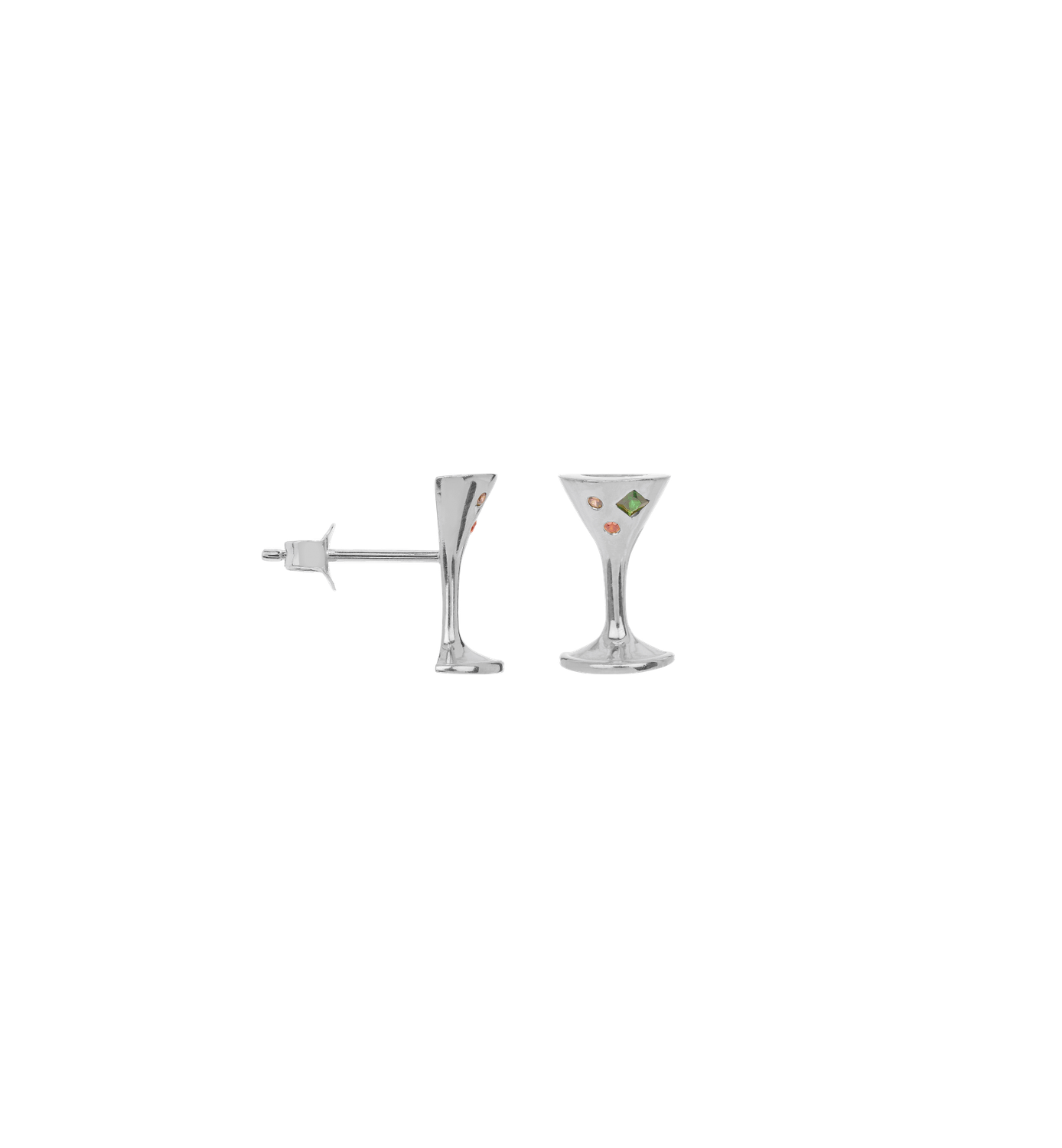 Anna + Nina &#39;cocktail&#39; single oorknopje - zilver