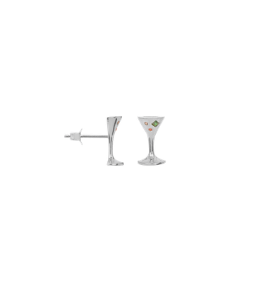 Anna + Nina &#39;cocktail&#39; single oorknopje - zilver
