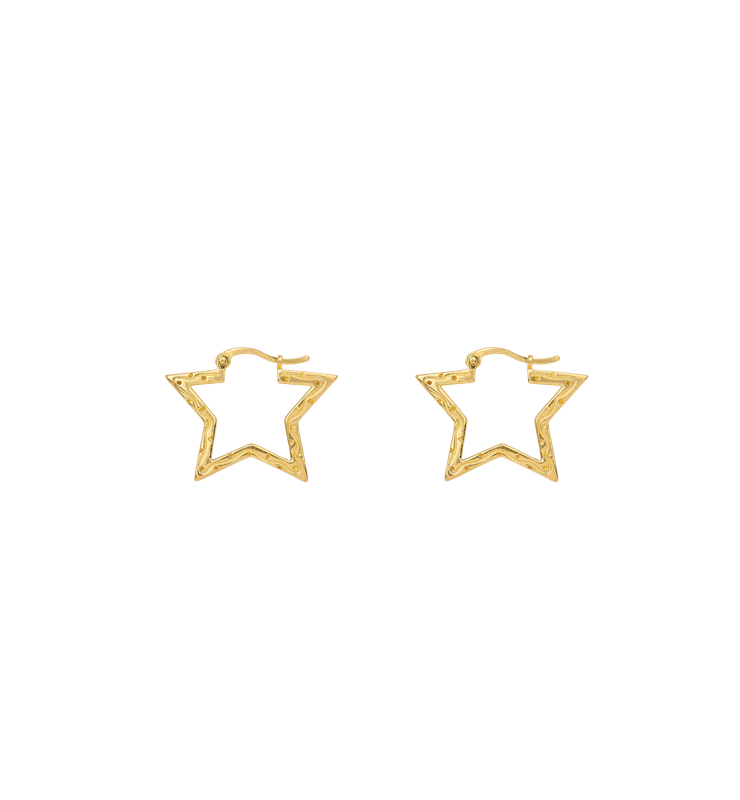 Anna + Nina &#39;funky star&#39; oorringen klein - goud