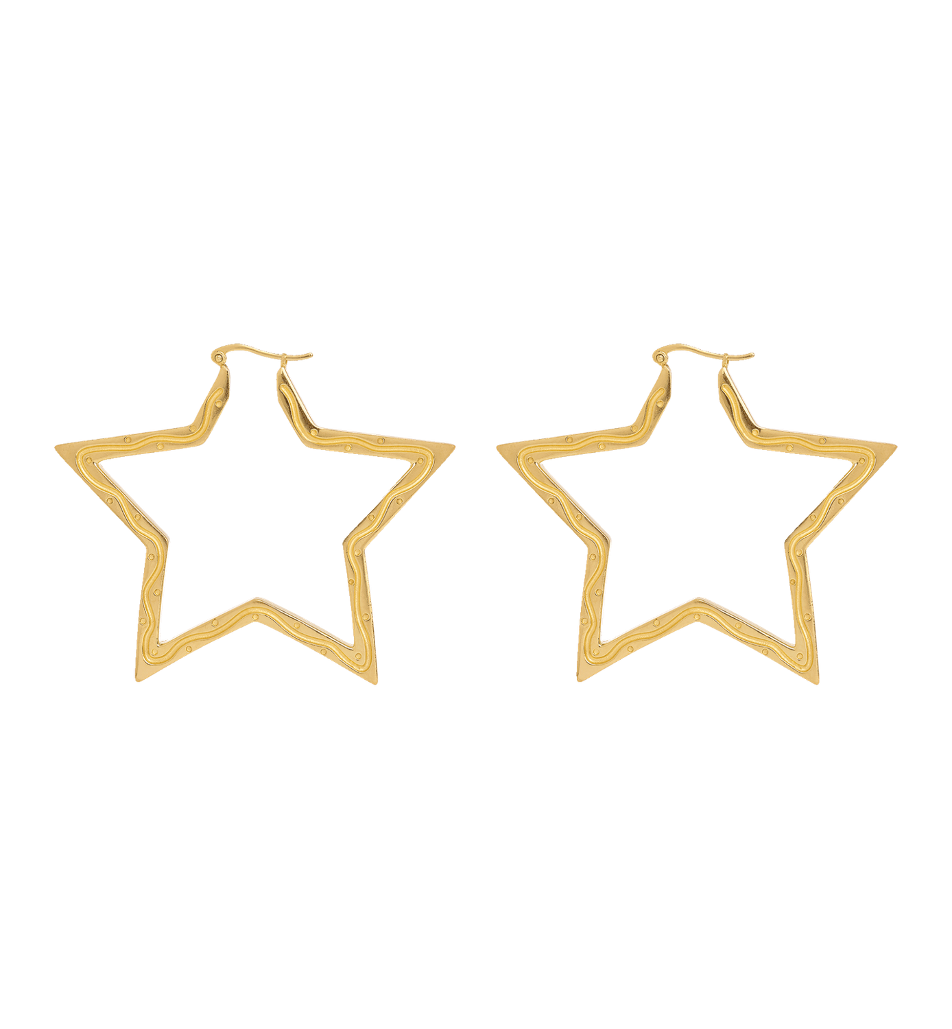 Anna + Nina &#39;funky star&#39; oorringen groot - goud