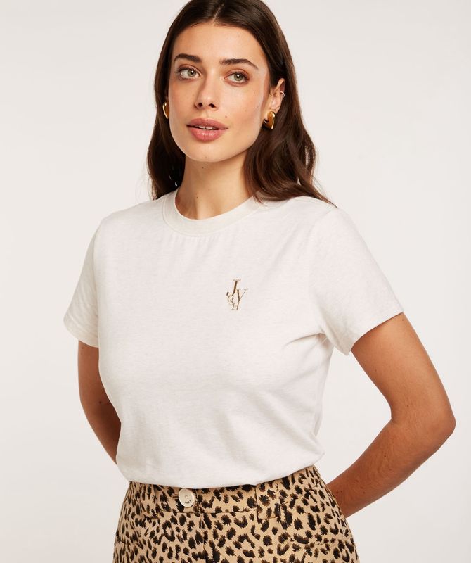 JV ZOE EMBROIDERY slim fit T-shirt - off white