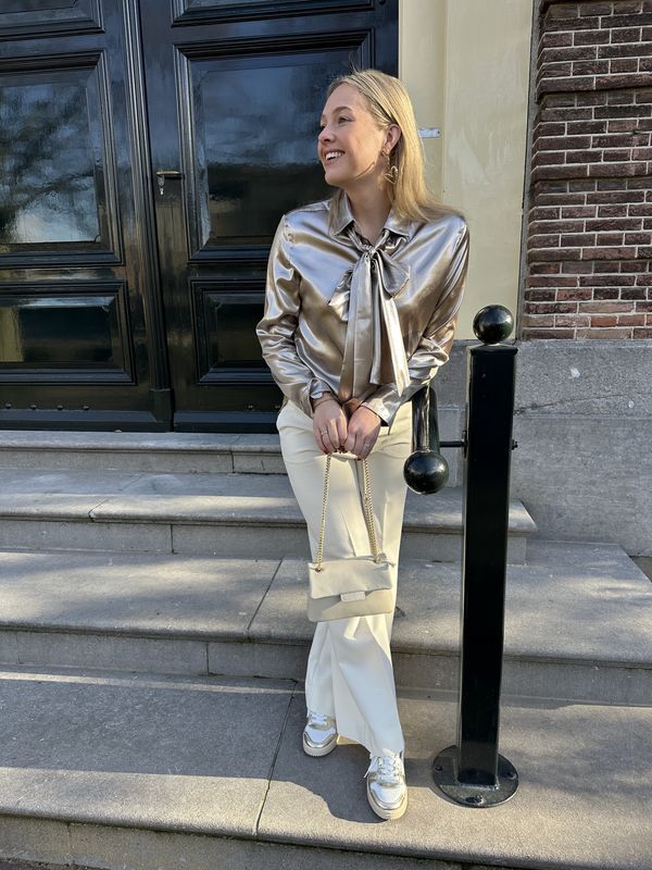 JV KATE wide leg pantalon - creme white