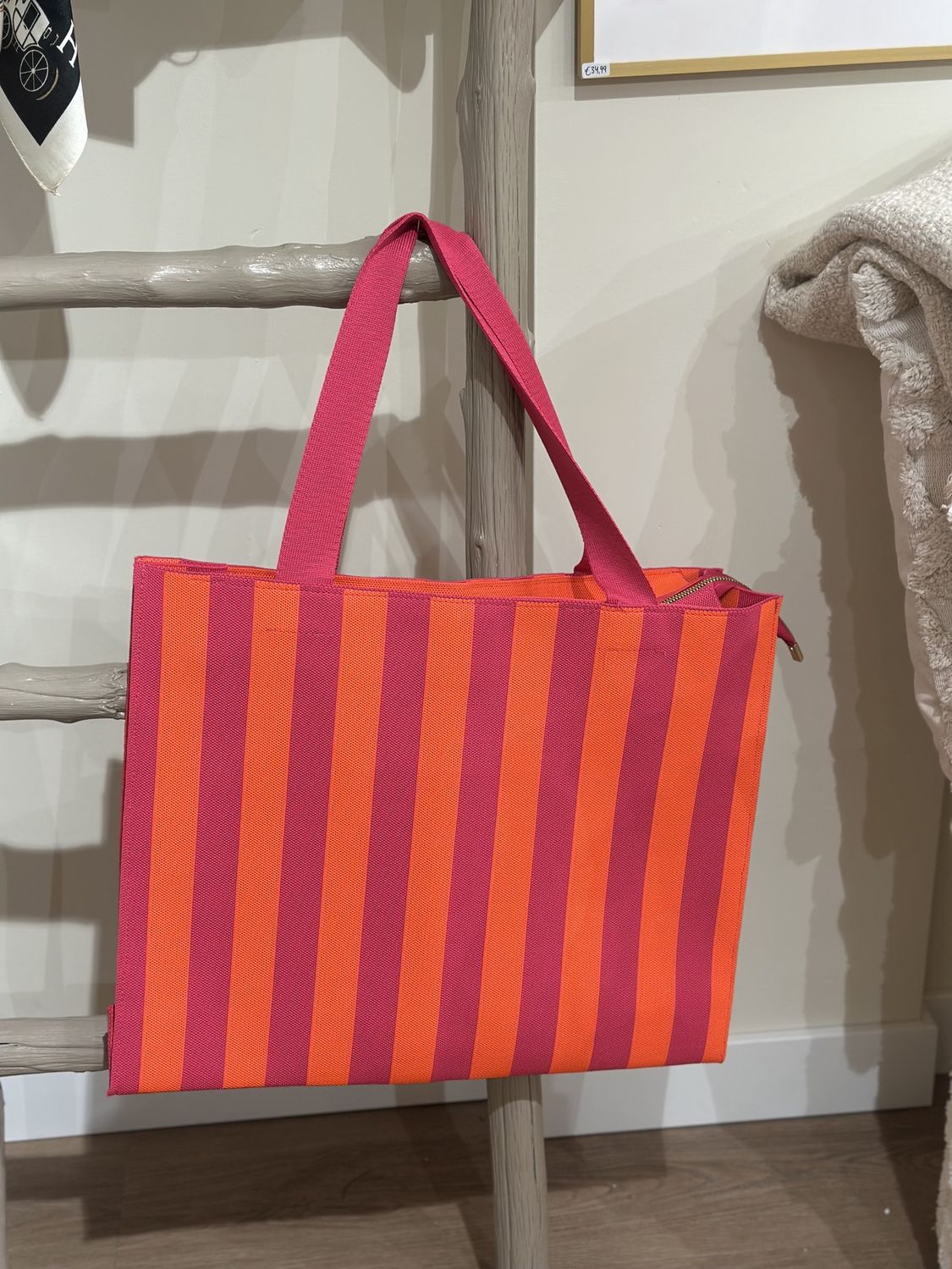 Shopper funky stripes - pink/orange