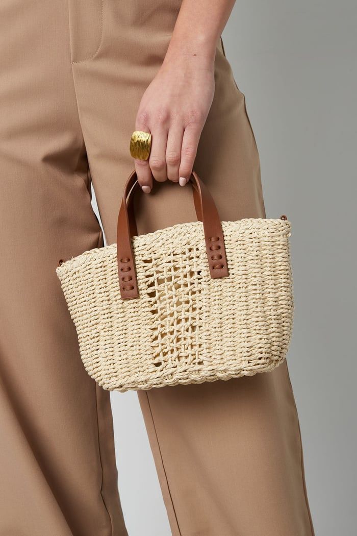 Rotan tasje &#39;beachy vibes&#39;, Colour: Lichtbeige