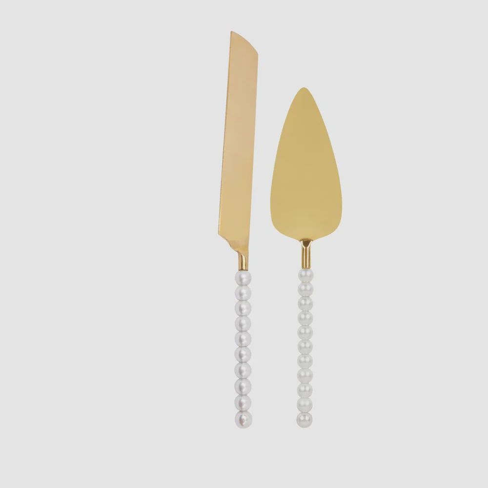 Set of Pearl Cake Knife and Server