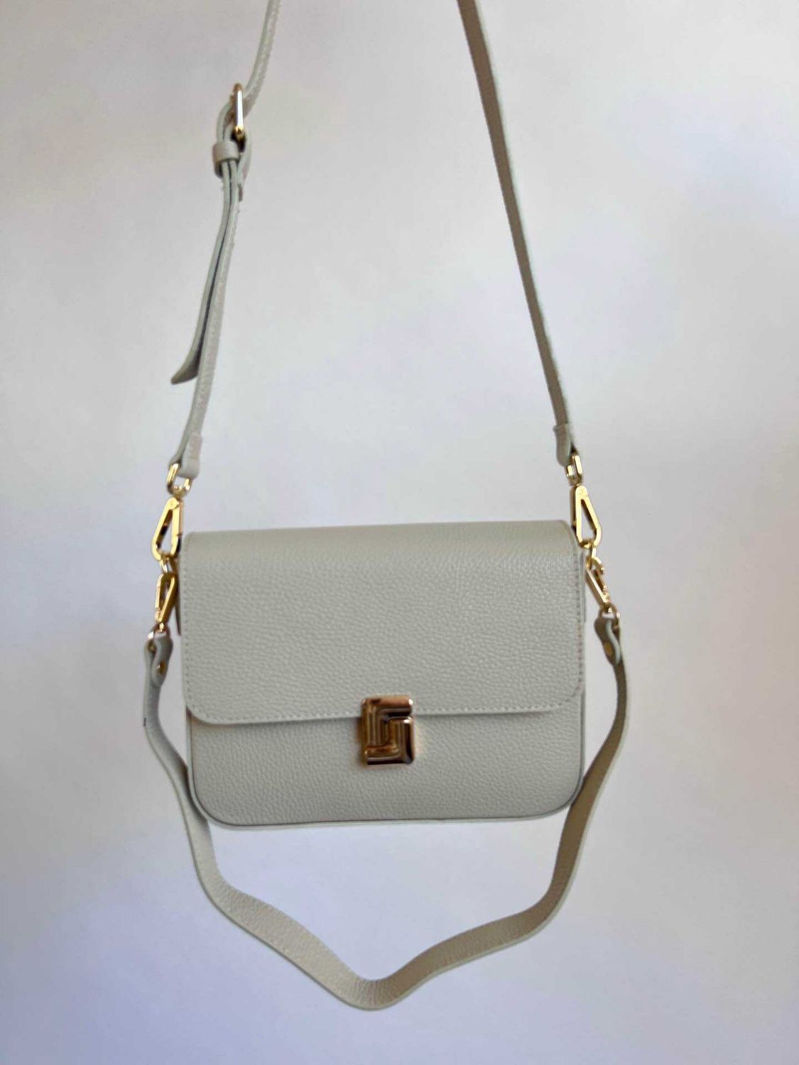 Leren tas &#39;FLAN&#39; - beige