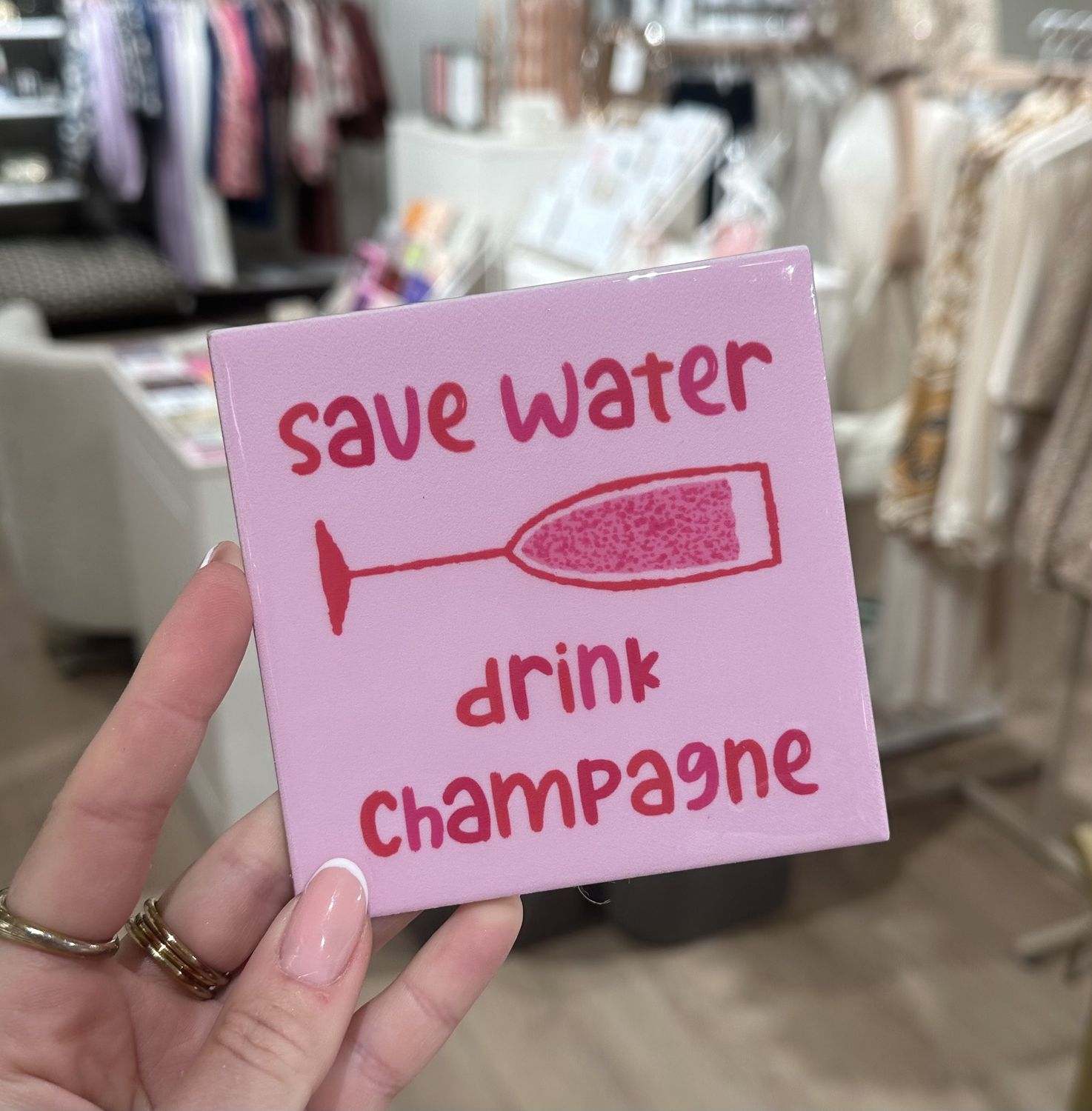 Tegeltje &#39;Save water, drink champagne&#39;