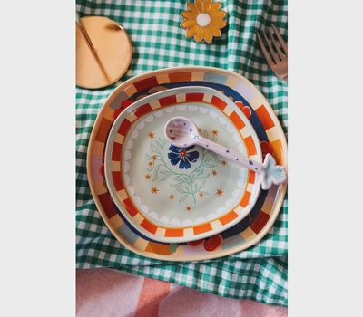 Serveer bord groen met bloemen