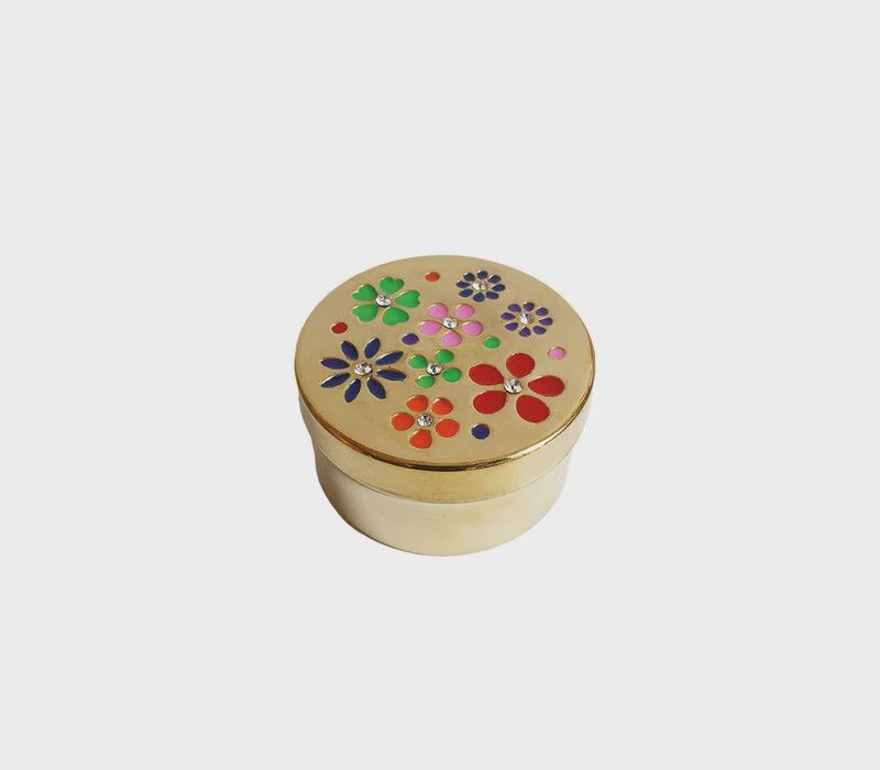 Brass opbergdoosje met bloemen