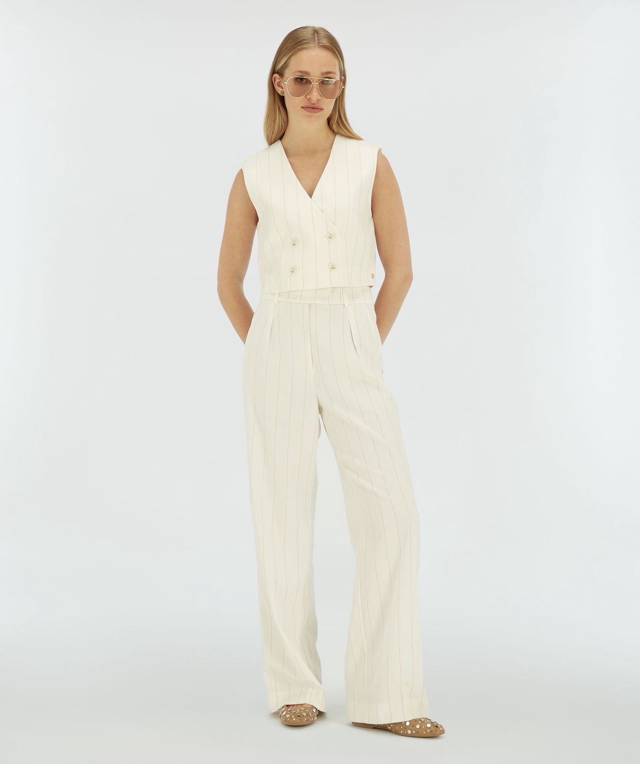 JV MIES pantalon - light ecru