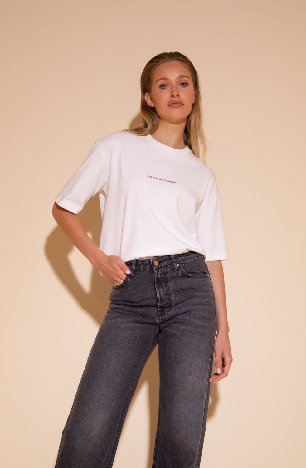 AA BAILEY t-shirt - white camel