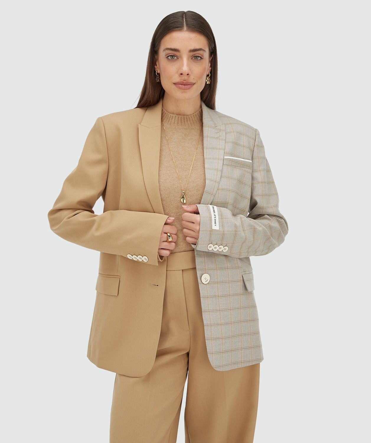 JV SUUS blazer - light brown/print