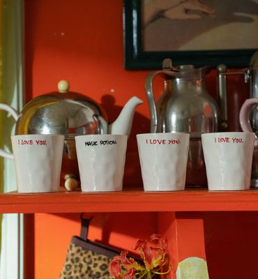 Koffie kopje met tekst