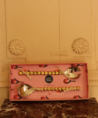 Holly Heart Salad Server Set in Giftbox