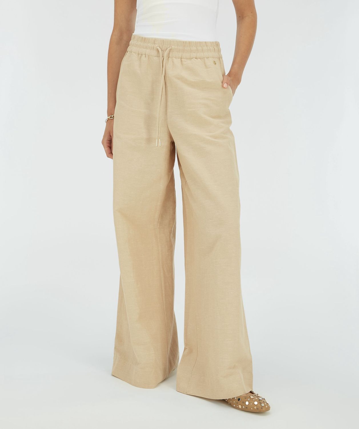 JV AGNES broek met linnen - oat