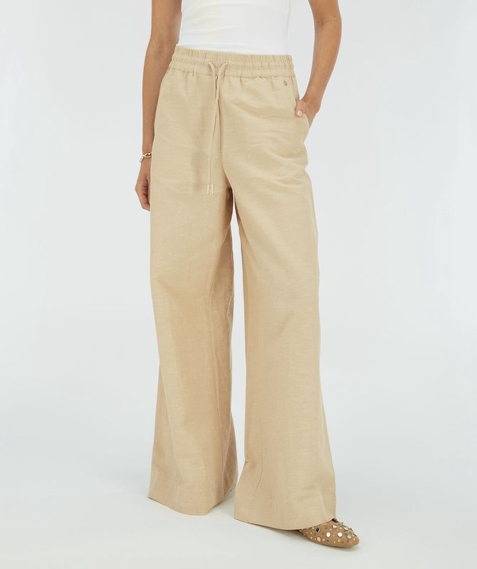 JV AGNES broek met linnen - oat