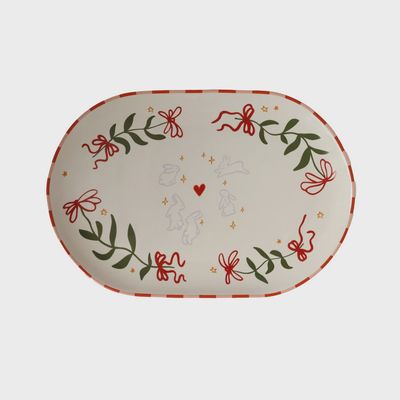 Ovale serveerschaal 'Flowers and Rabbits'