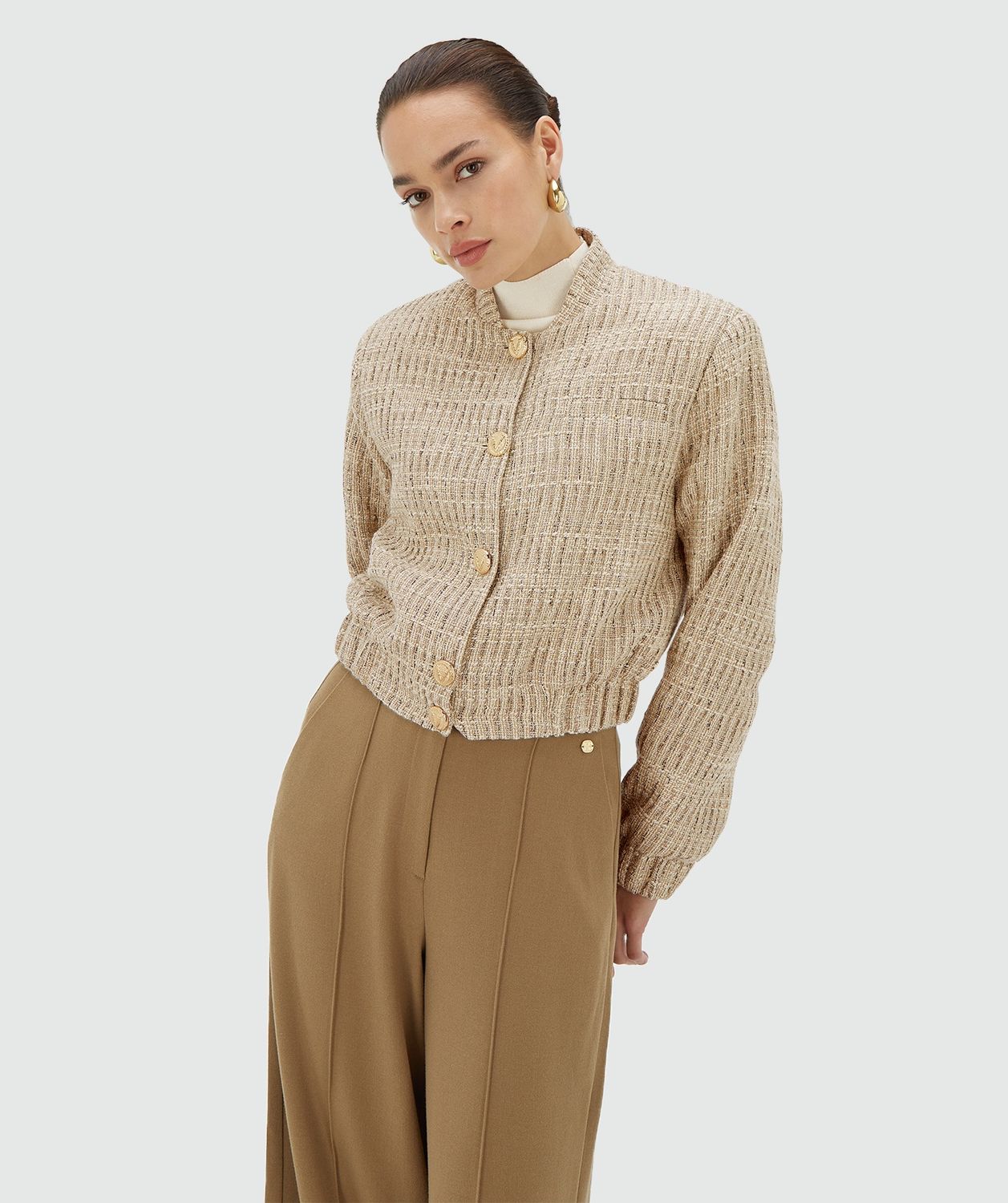 JV JUNIA cropped jacket - light ecru