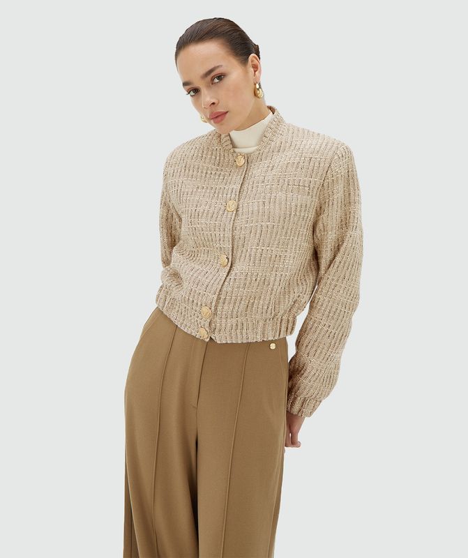 JV JUNIA cropped jacket - light ecru