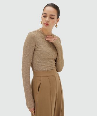 JV PALMER top lange mouw - dark gold