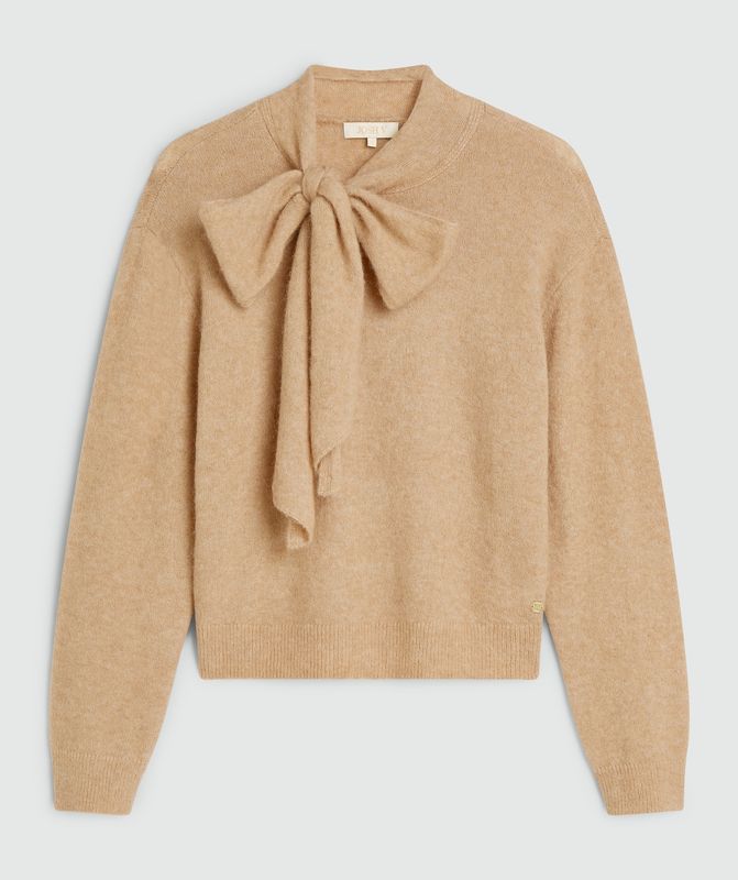 JV PEMMA truitje met strik - light brown melange