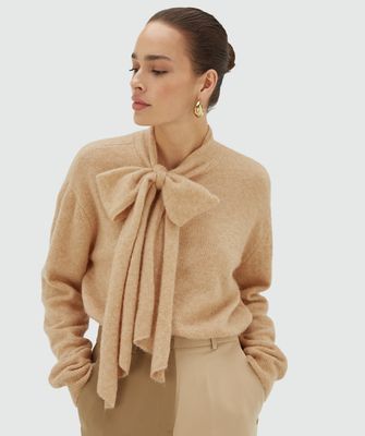 JV PEMMA truitje met strik - light brown melange