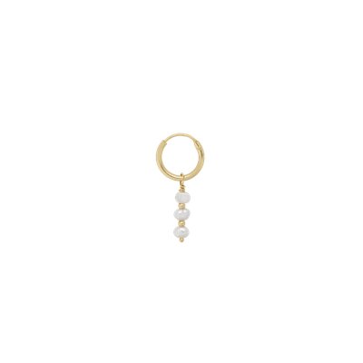 Anna + Nina single 'Pearly' ring earring - goud