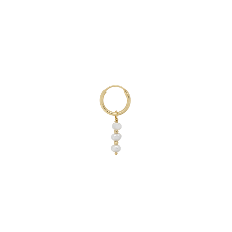 Anna + Nina single 'Pearly' ring earring - goud