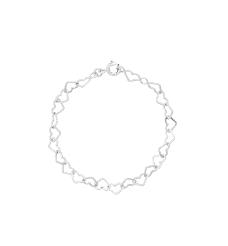 Anna + Nina 'linked hearts' armband - zilver