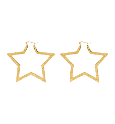 Anna + Nina 'funky star' oorringen groot - goud