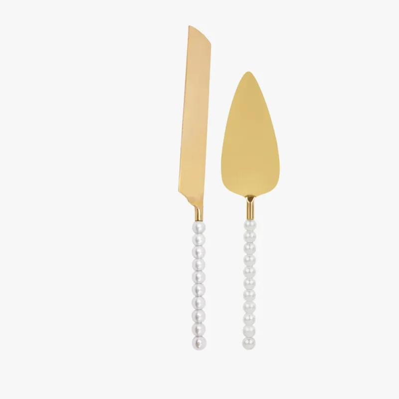 Set of Pearl Cake Knife and Server