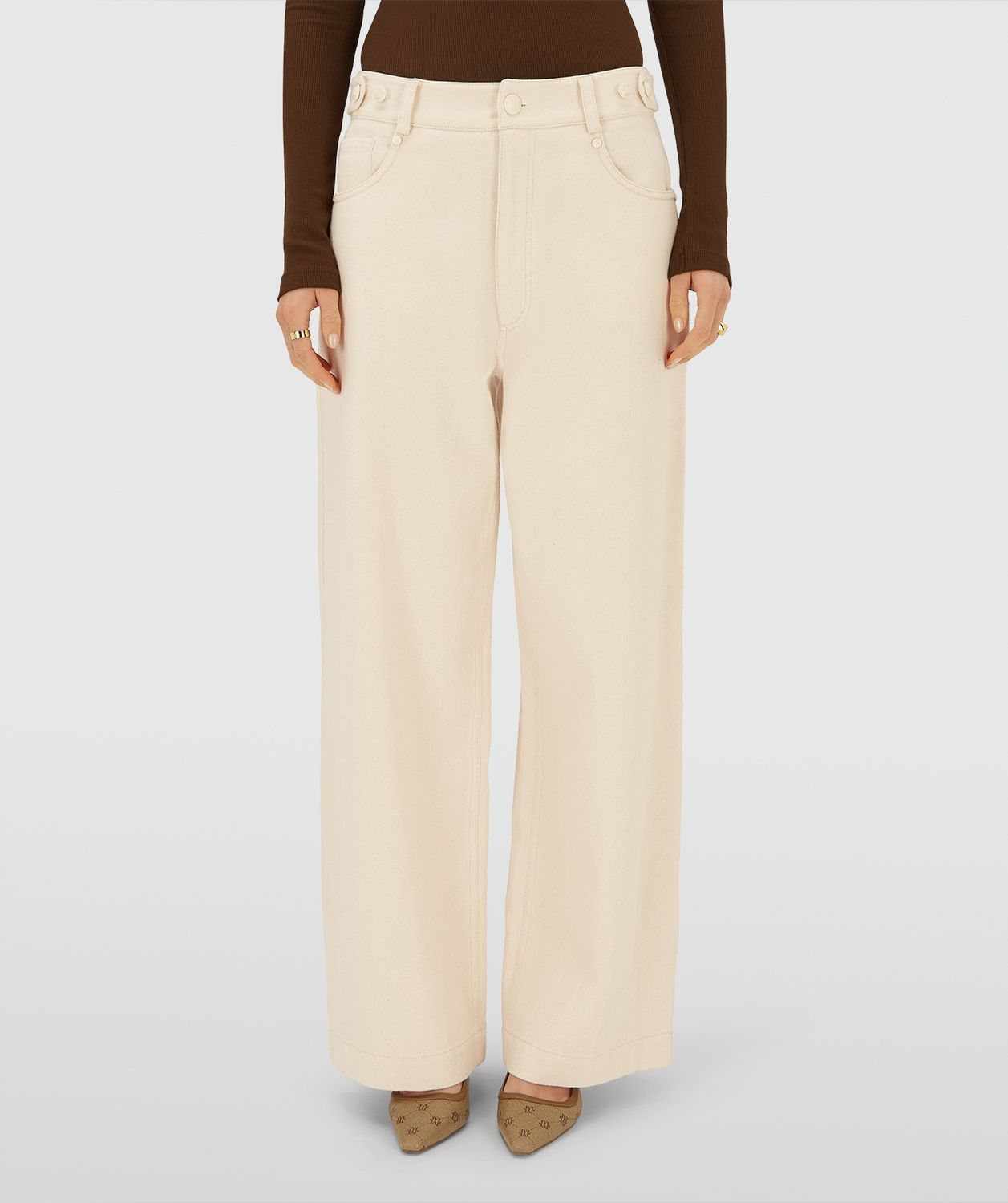 JV ROMAN wide leg jeans - ecru