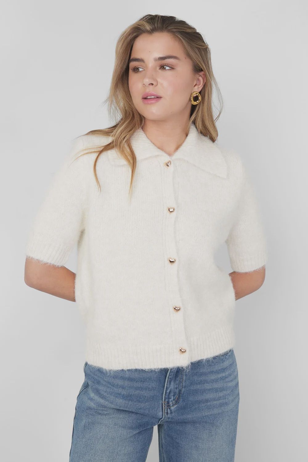 GIMME vestje met hartjesknopen - beige