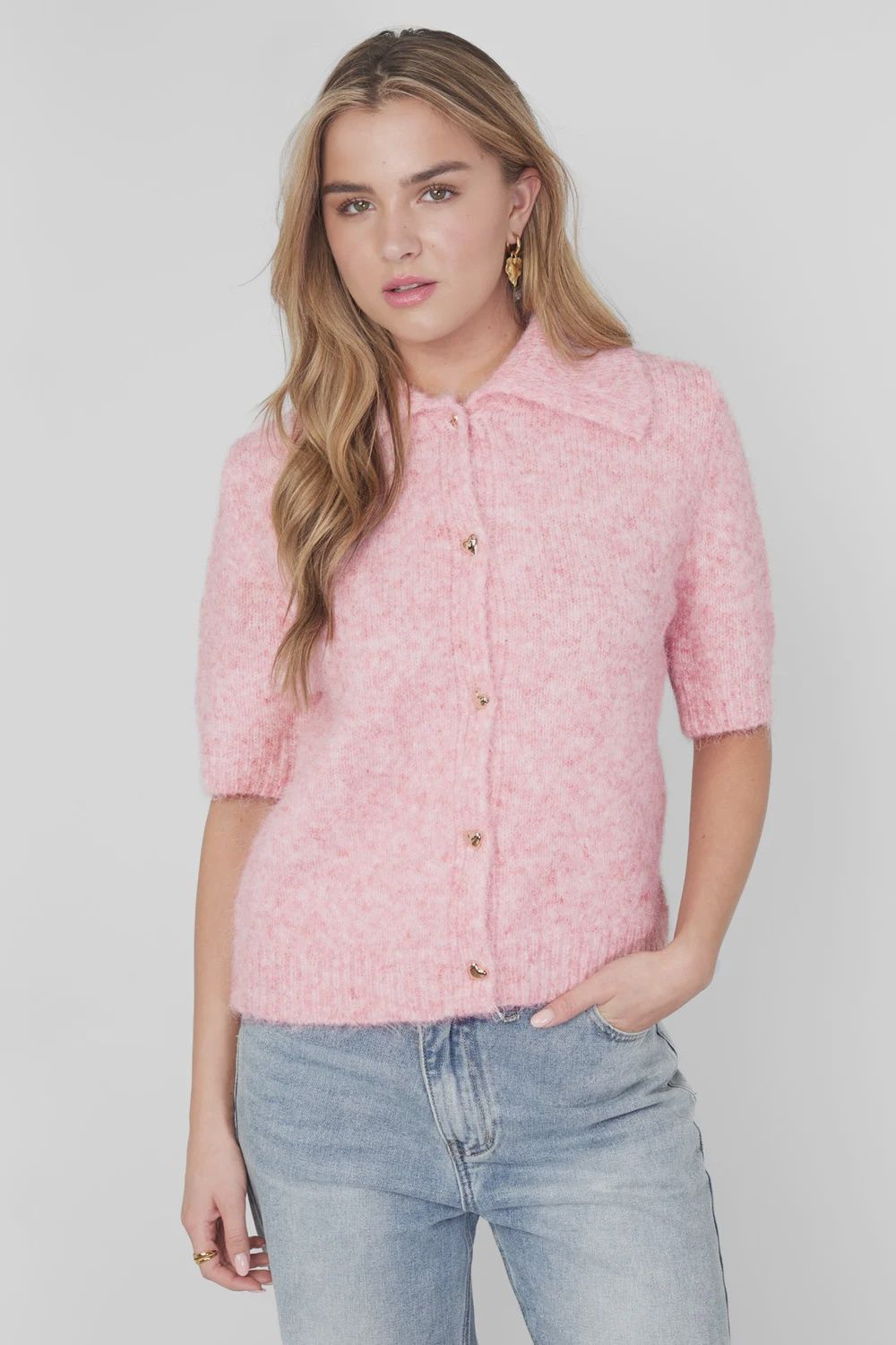 GIMME vestje met hartjesknopen - roze