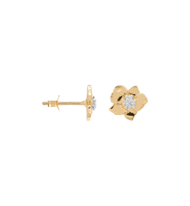 Single Fiorita stud - silver gold plated