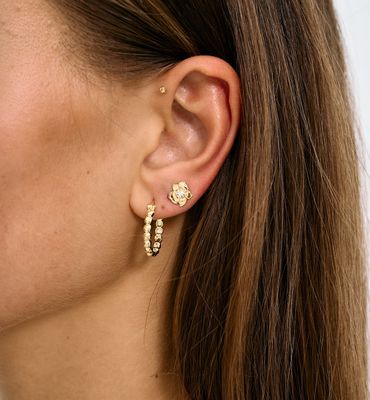 Single Fiorita stud - silver gold plated