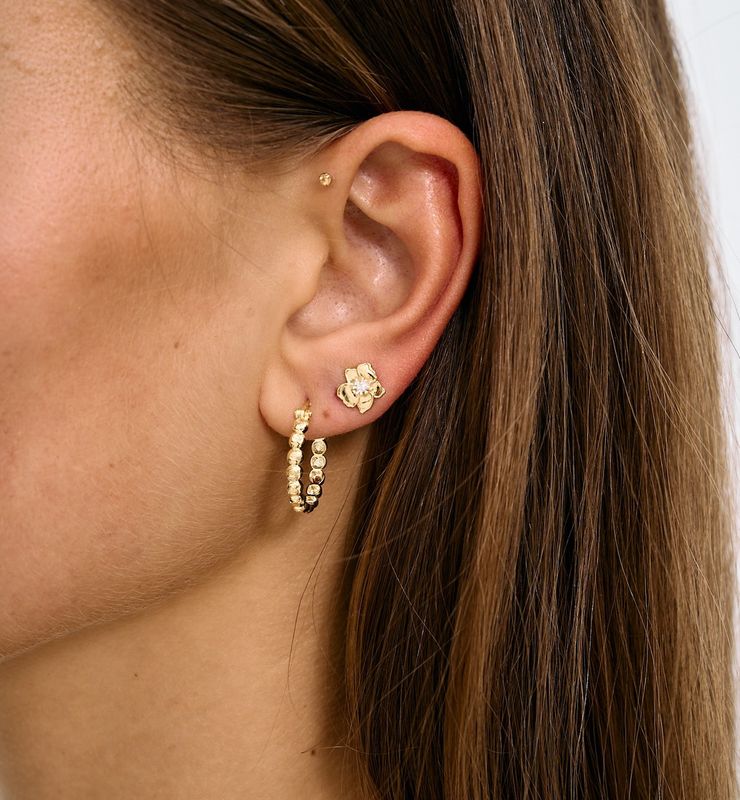 Single Fiorita stud - silver gold plated