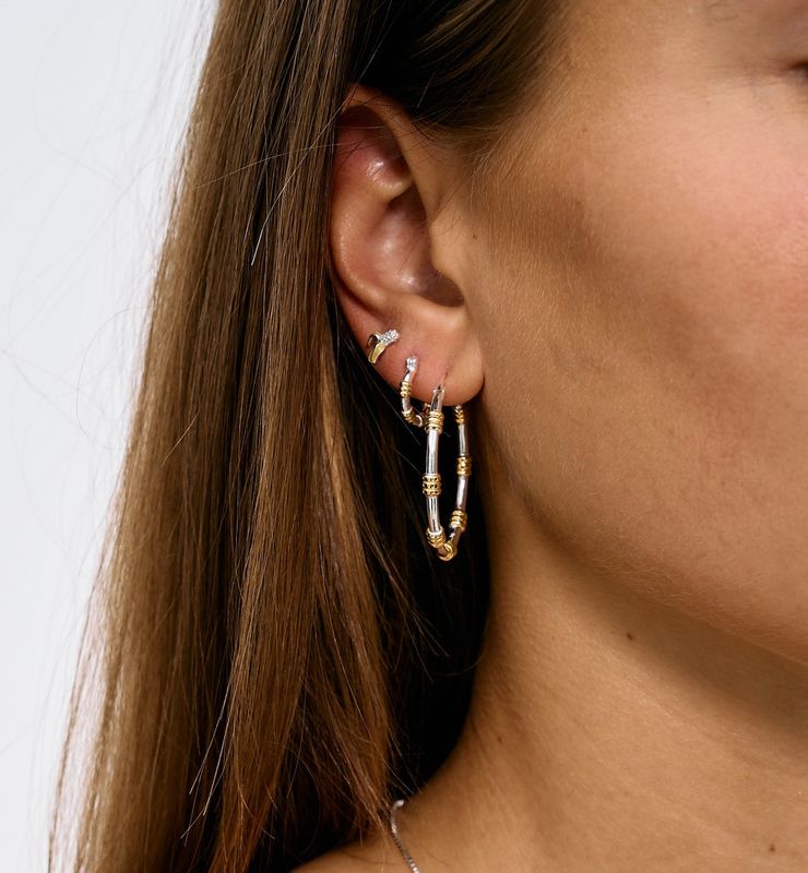 Oorringen Dual - silver gold plated
